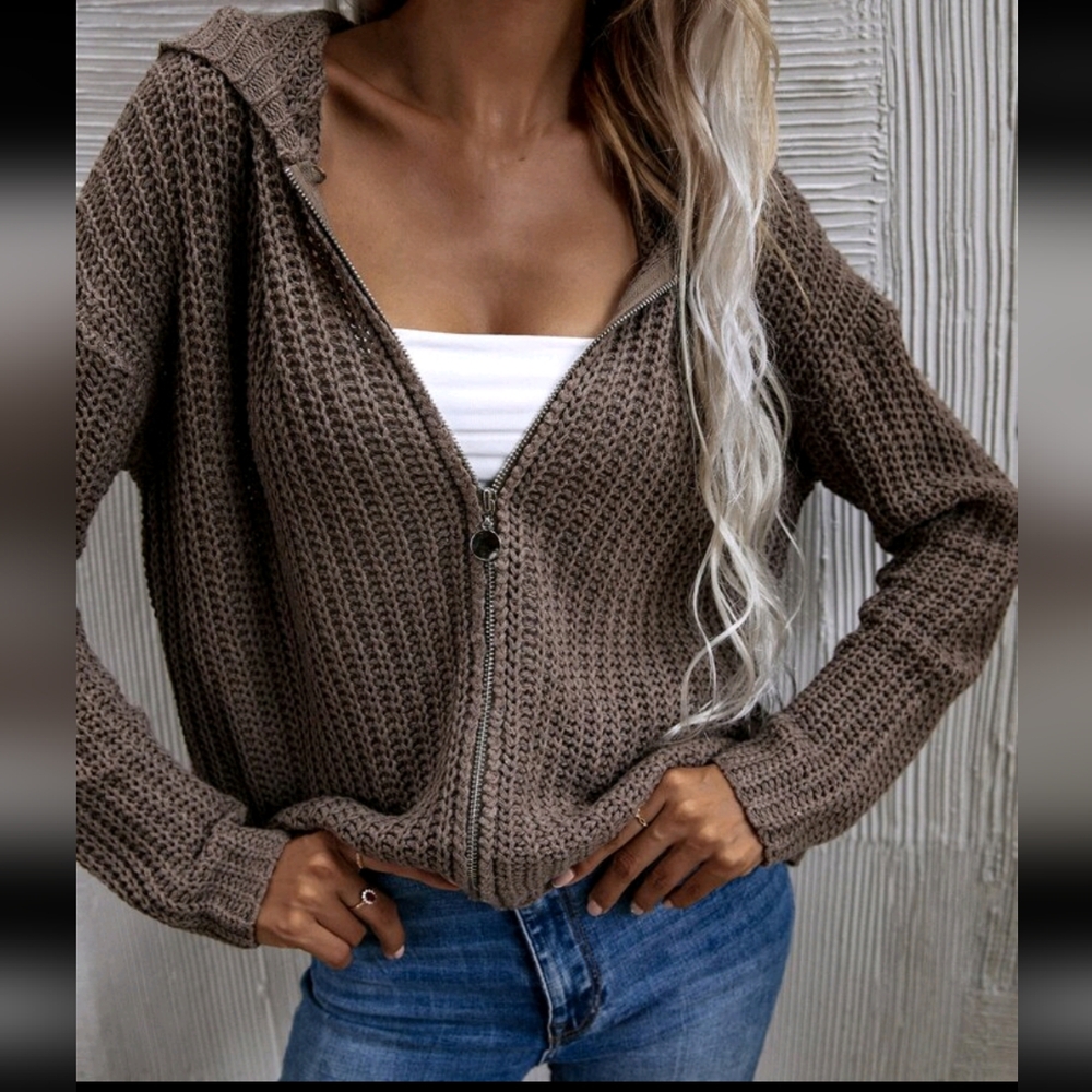 SHEIN Brown Knit Cardigan